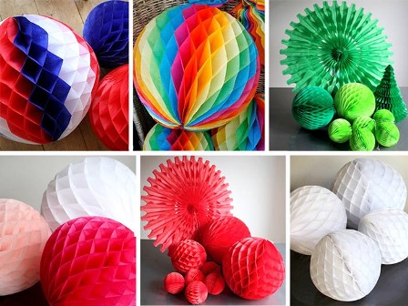 Разноцветные бумажные шары-соты