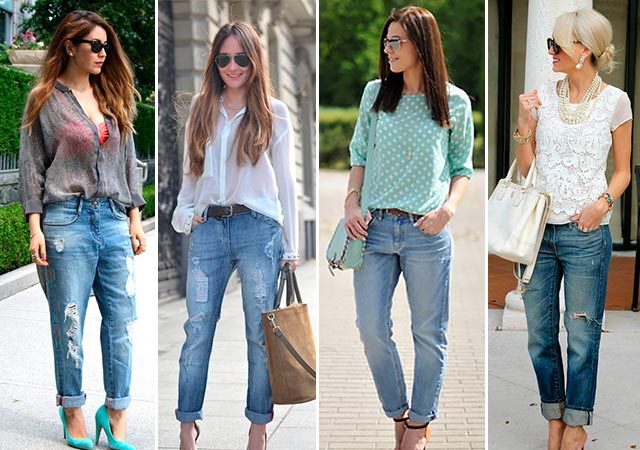 Женские образы с джинсами-бойфрендами