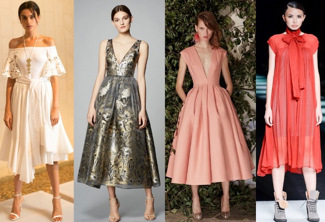 Платье длины миди: модные образы, фасоны и тренды
